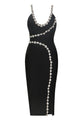 Spaghetti Strap Beaded With Slit Midi Dress