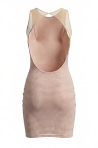 Square Crystal-embellished Mesh Mini Dress
