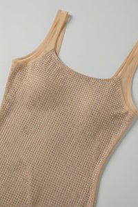 Square Crystal-embellished Mesh Mini Dress