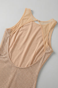 Square Crystal-embellished Mesh Mini Dress