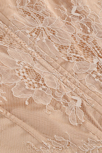 Square Lace Ruffle Mini Dress Nude in Nude