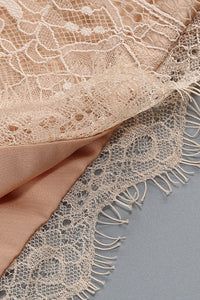 Square Lace Ruffle Mini Dress Nude in Nude
