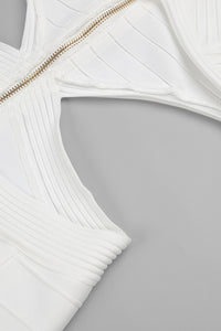 Square Neck Cutout Bandage Midi Dress In White