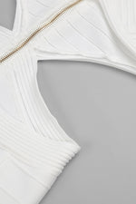 Square Neck Cutout Bandage Midi Dress In White