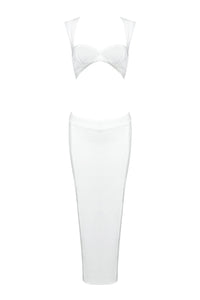 Vestido midi ajustado con escote cuadrado y abertura en blanco