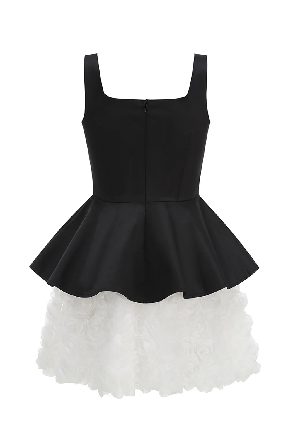 Square Neck Floral Mini Dress in Black & White