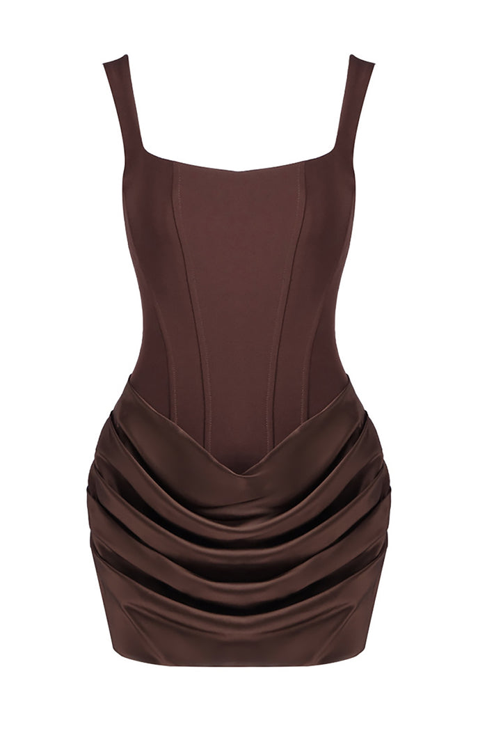 Square Neck Ruched Mini Dress