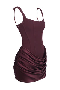 Square Neck Ruched Mini Dress