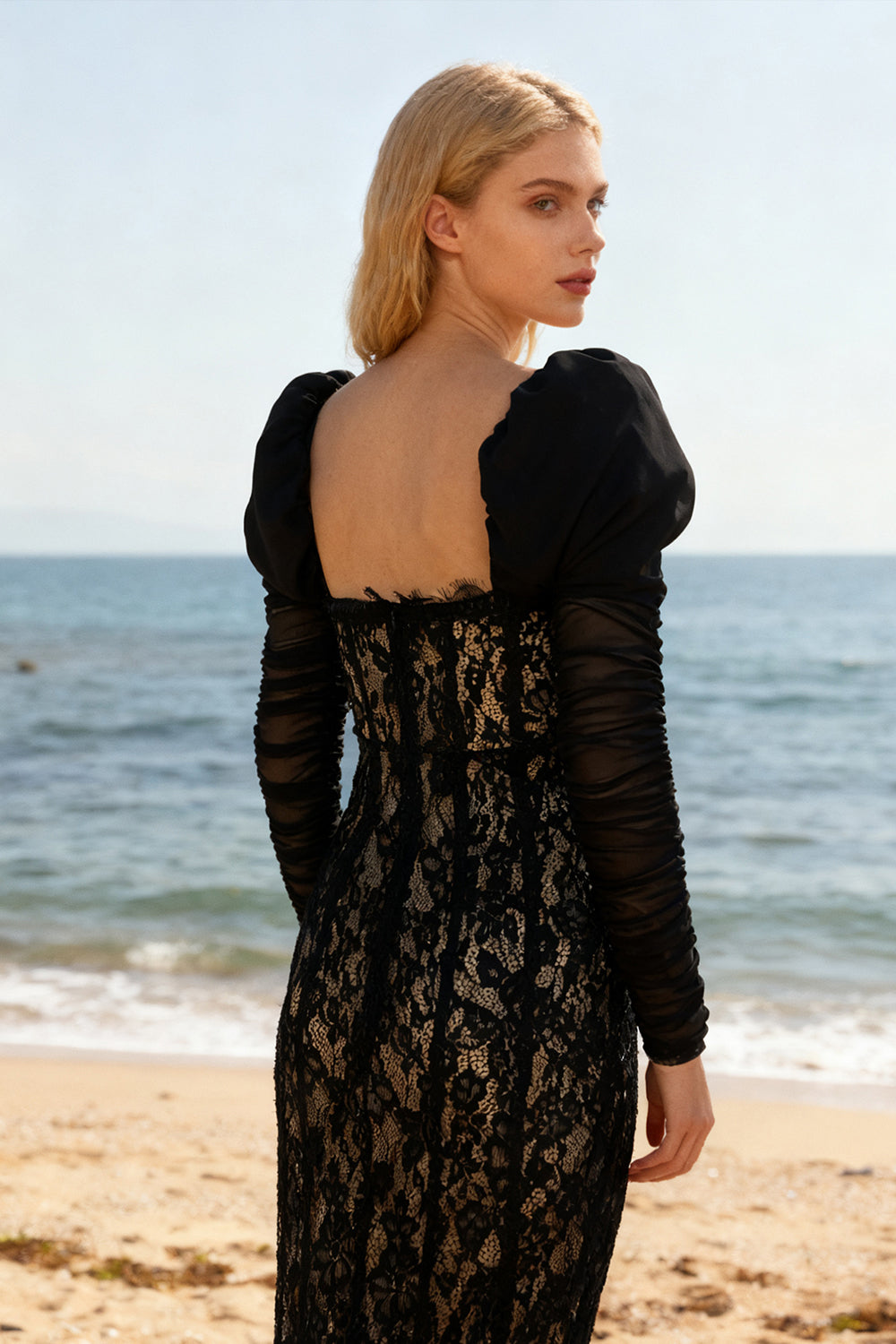 Square Sleeve Lace Gown