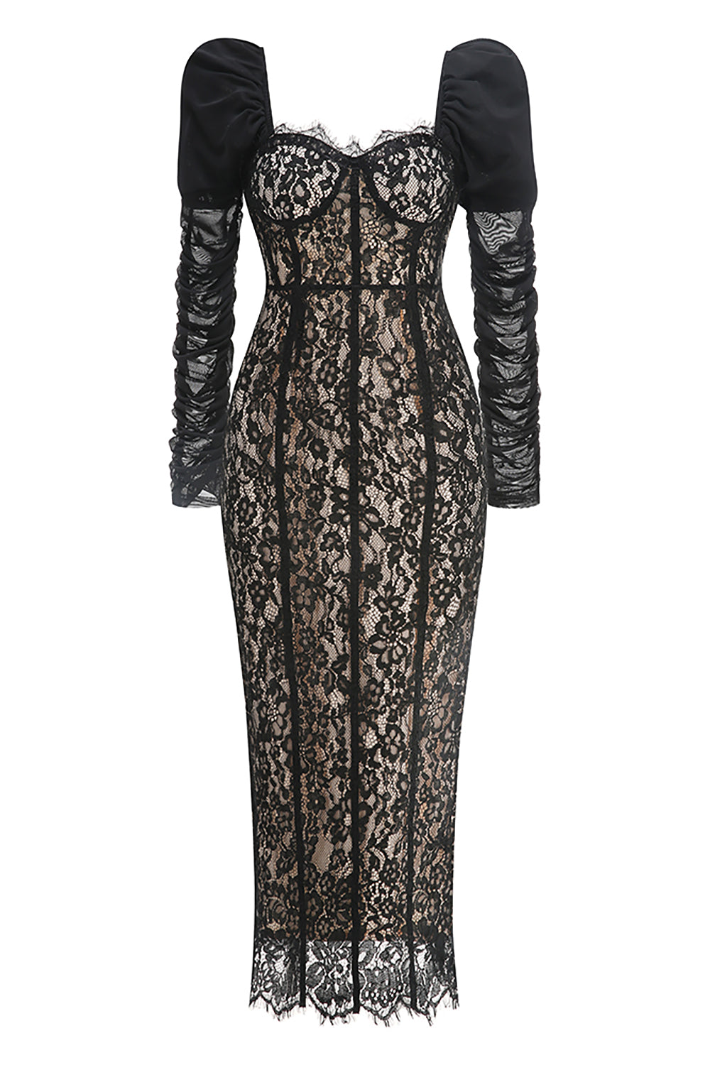 Square Sleeve Lace Gown