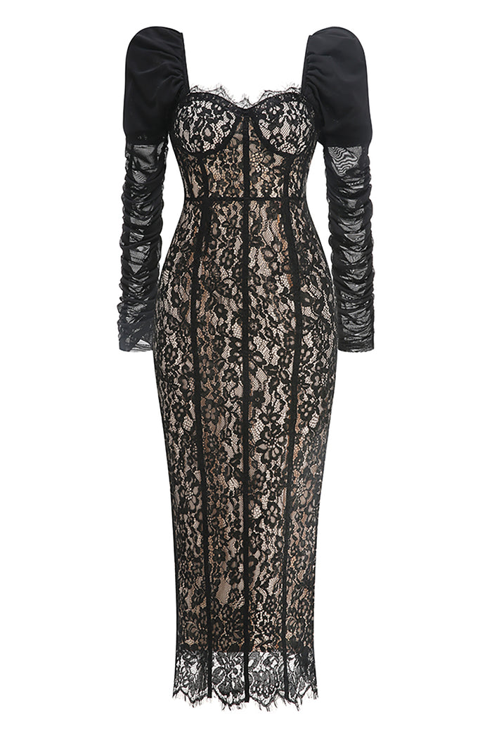 Square Sleeve Lace Gown