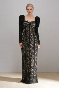 Square Sleeve Lace Gown
