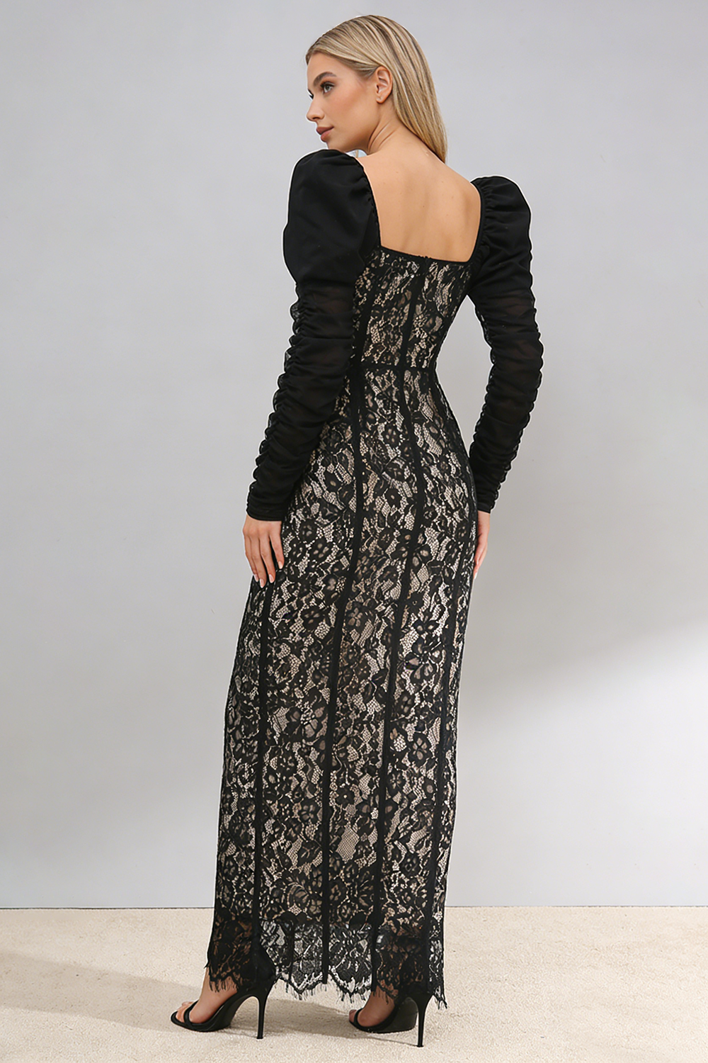 Square Sleeve Lace Gown