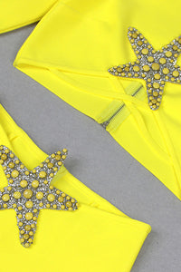 Robe bandage longue découpée Starfish Set en jaune