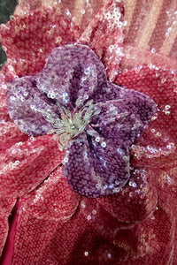 Strapless 3d Floral Sequin Gown