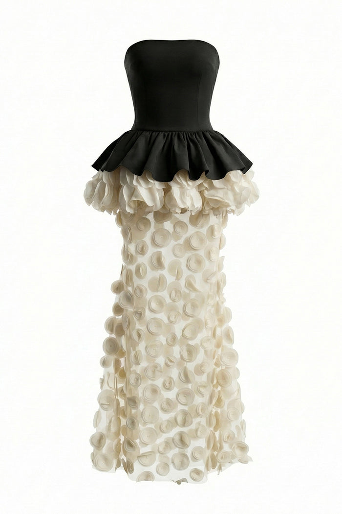 Strapless Black and Beige Gown