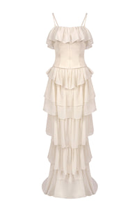 Strapless Corset Ballet Russes Gown in Beige