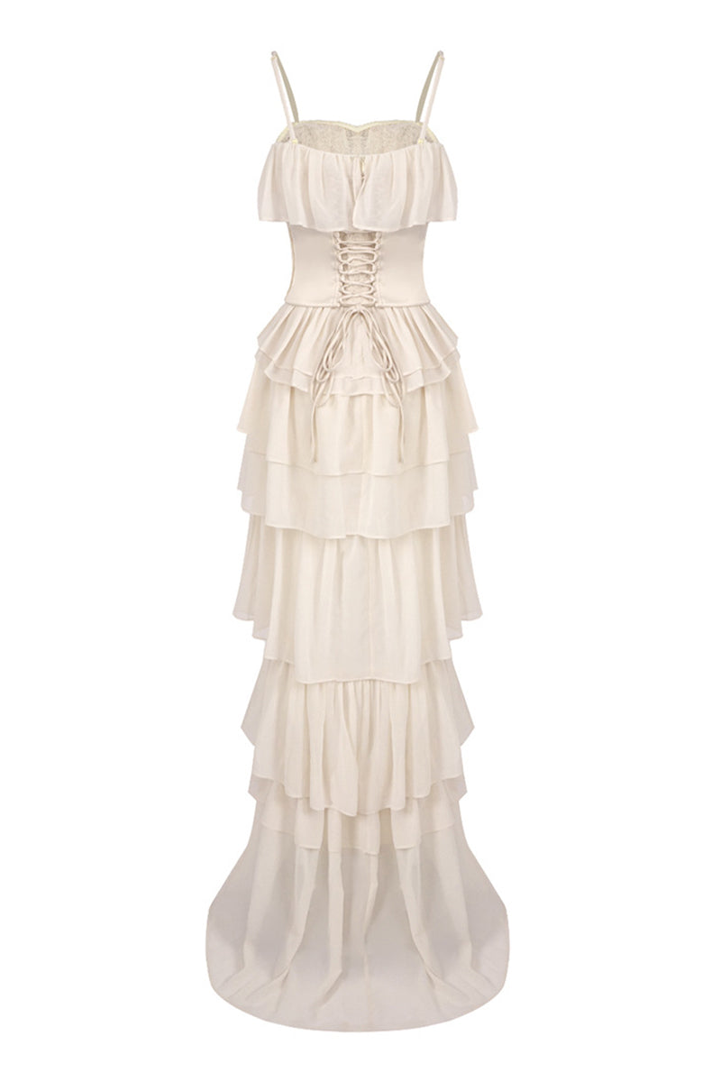 Strapless Corset Ballet Russes Gown in Beige