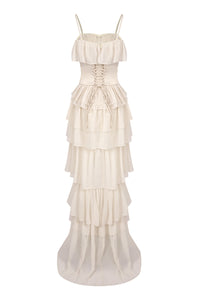 Strapless Corset Ballet Russes Gown in Beige