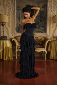 Strapless Corset Ballet Russes Gown in Black