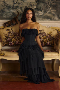 Strapless Corset Ballet Russes Gown in Black