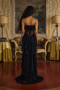 Strapless Corset Ballet Russes Gown in Black