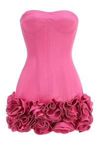 Strapless Corset Ruffled Mini Dress