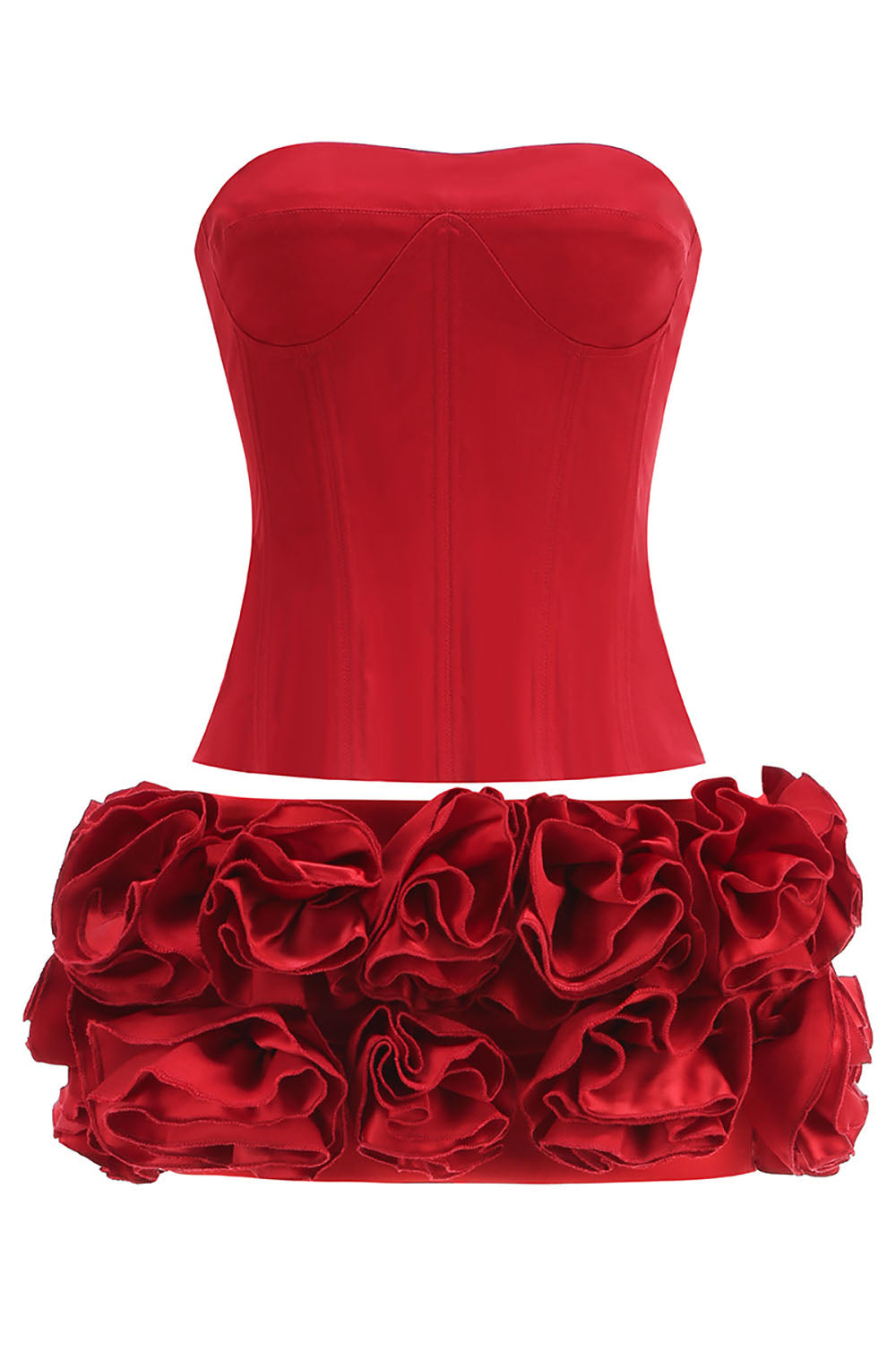 Strapless Corset Ruffled Two Piece Sets