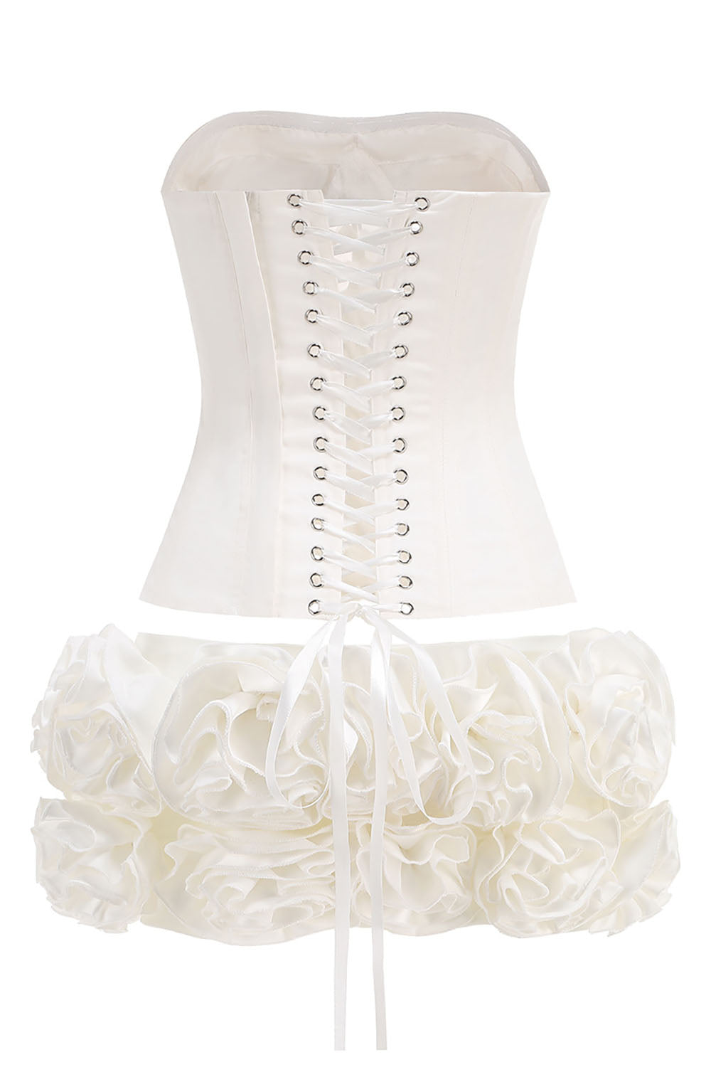 Strapless Corset Ruffled Two Piece Sets