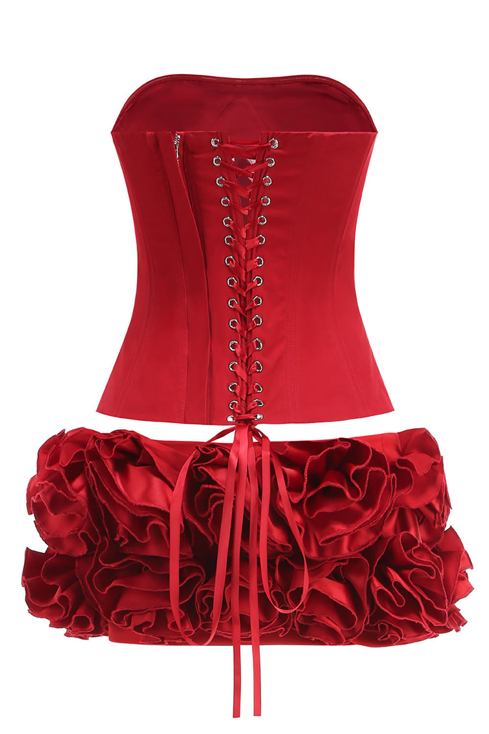 Strapless Corset Ruffled Two Piece Sets