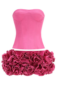 Strapless Corset Ruffled Two Piece Sets