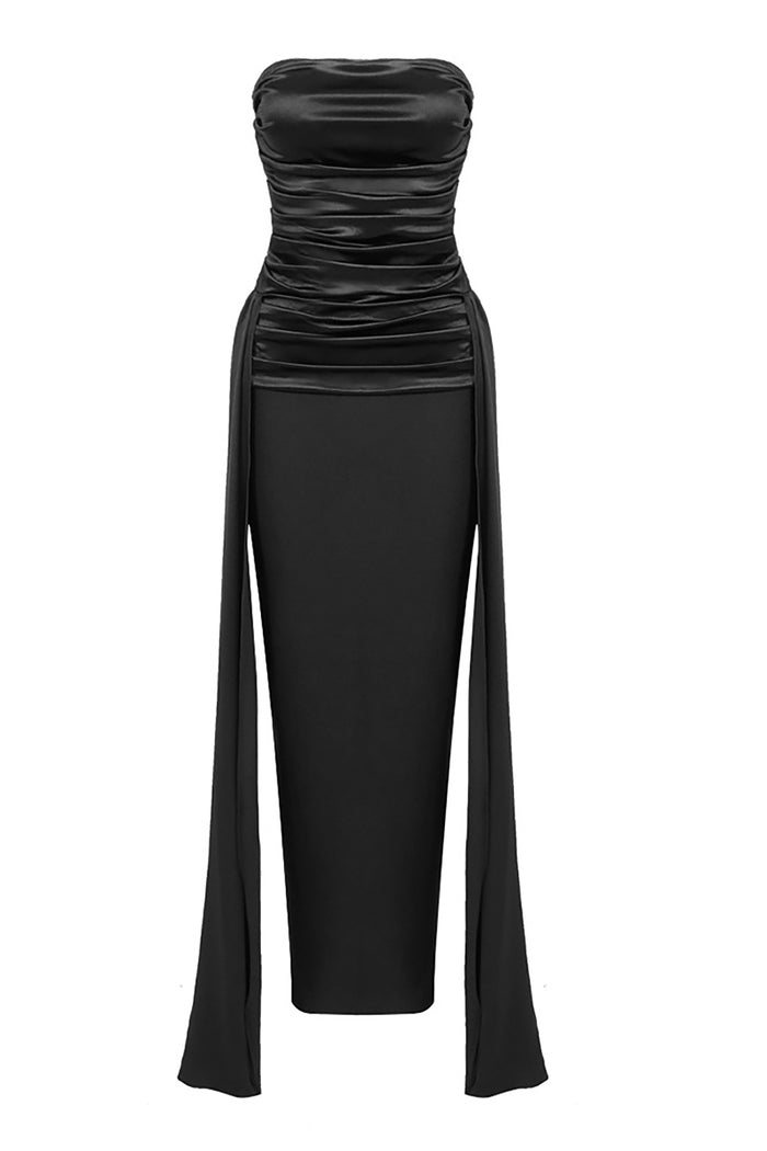 Strapless Corset Satin Maxi Dress