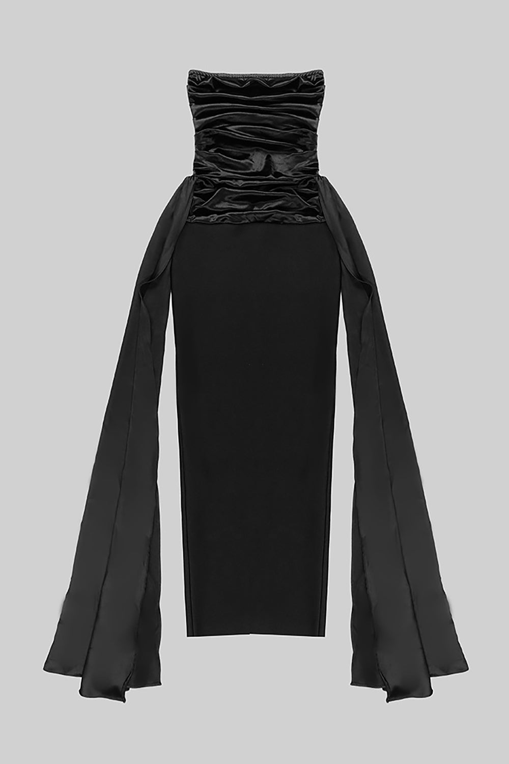 Robe de bandage en satin corset sans bretelles en noir
