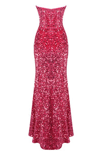 Strapless Corset Sequin Gown