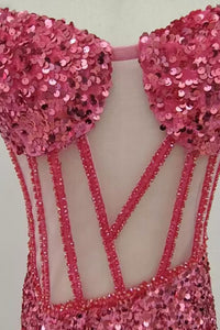 Strapless Corset Sequin Gown