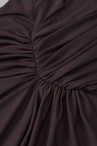 Strapless Crepe Maxi Dress in Brown