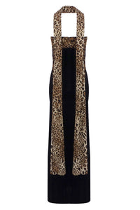 Strapless Crush Leopard Velvet Maxi Dress
