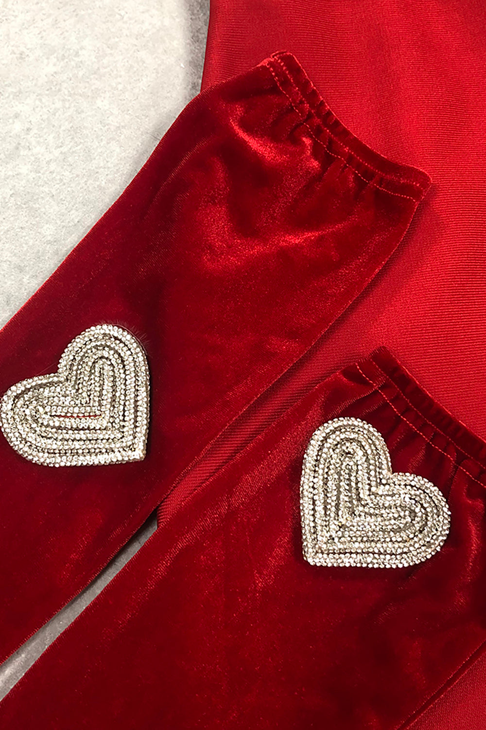 Strapless Heart Crystal Mini Dress in Red With Gloves