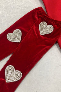 Strapless Heart Crystal Mini Dress in Red With Gloves