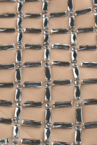 Strapless Crystal Mesh Maxi Dress in Nude
