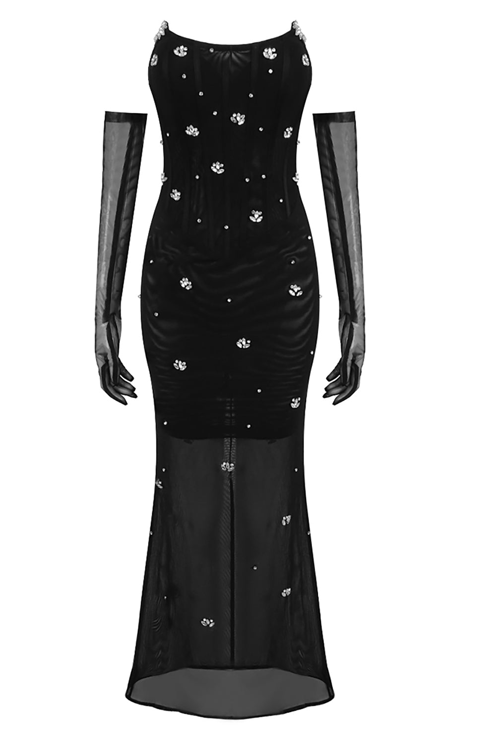 Strapless Crystal Rhinestone Midi Dress CHICIDA Strapless Crystal Rhinestone Midi Dress CHICIDA