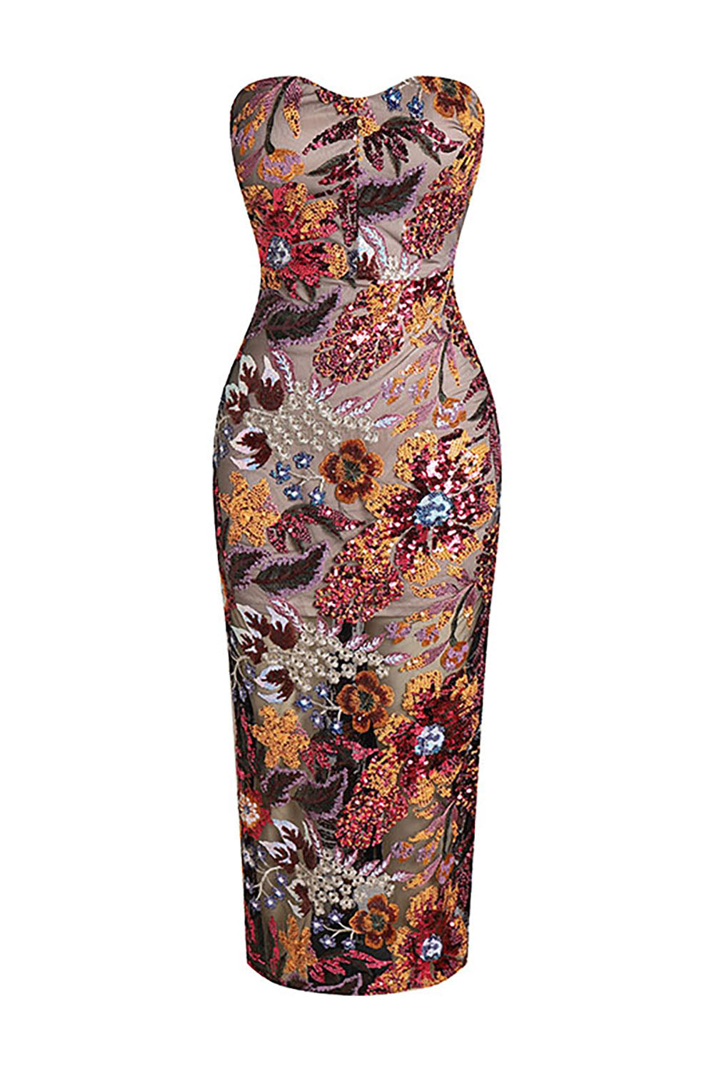 Strapless Dahlia Sequins Embroidered Maxi Dress CHICIDA Strapless Dahlia Sequins Embroidered Maxi Dress CHICIDA