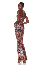 Strapless Dahlia Sequins Embroidered Maxi Dress