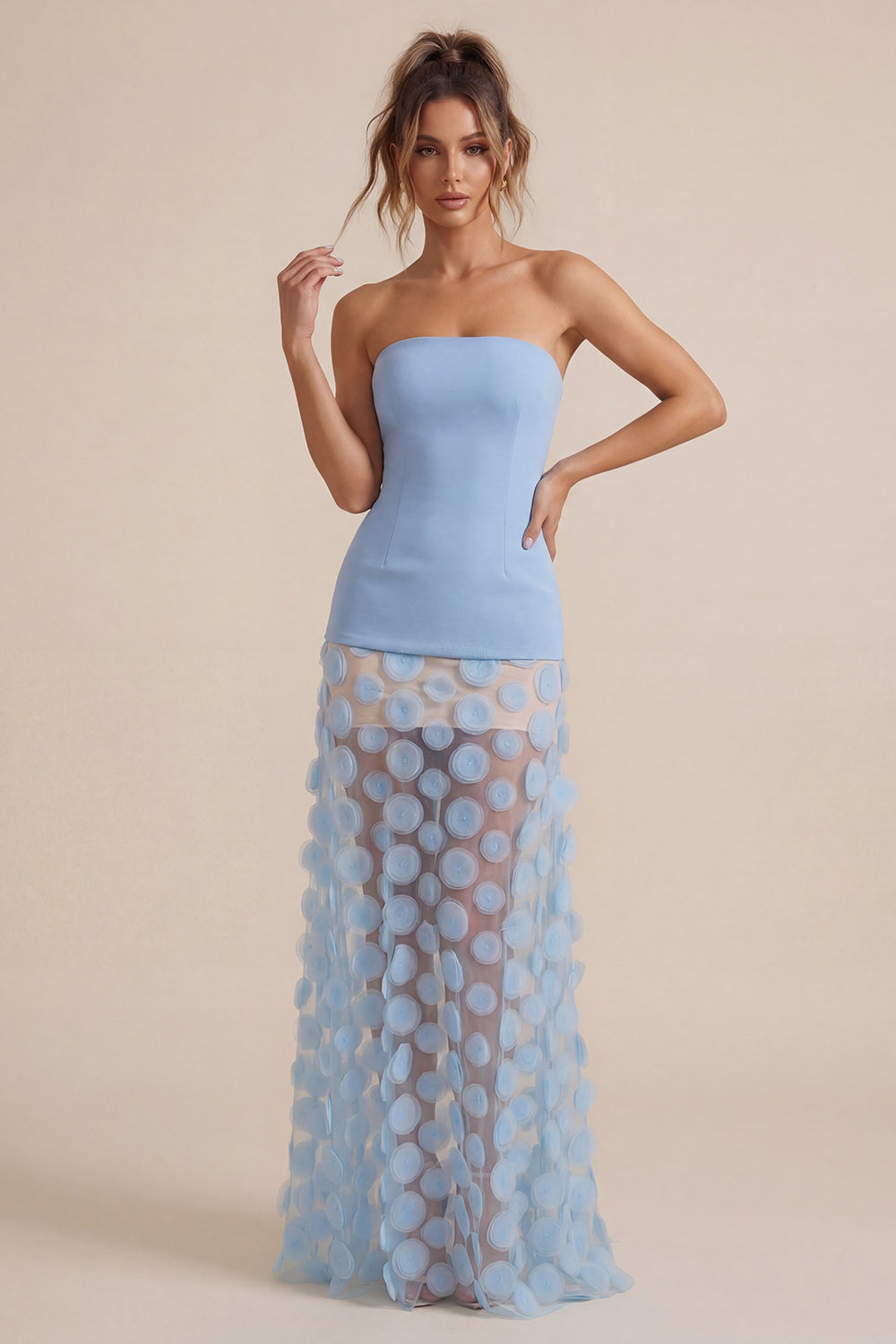 Strapless Flare Gown Aqua Blue CHICIDA Strapless Flare Gown Aqua Blue CHICIDA