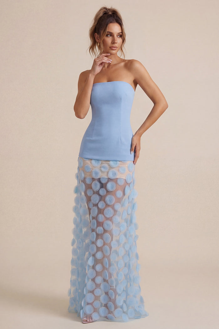 Strapless Flare Gown Aqua Blue