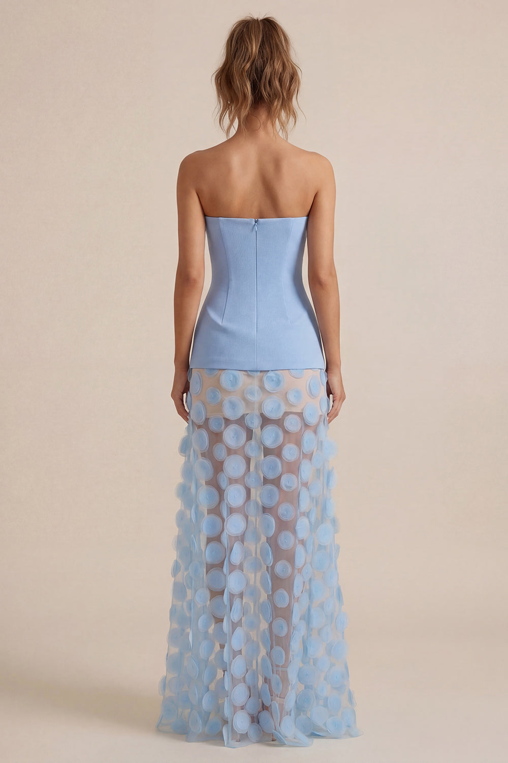 Strapless Flare Gown Aqua Blue