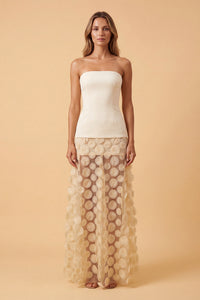 Strapless Flare Gown in Beige