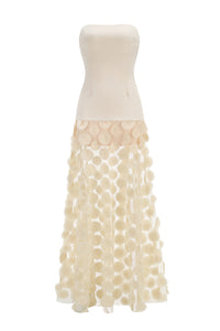 Strapless Flare Gown in Beige