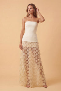 Strapless Flare Gown in Beige