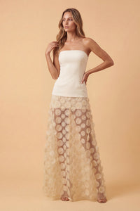 Strapless Flare Gown in Beige